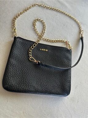 LODIS Emily 5-in-1 Convertible Crossbody Bag Black Pebbled Italian Leather NWOT